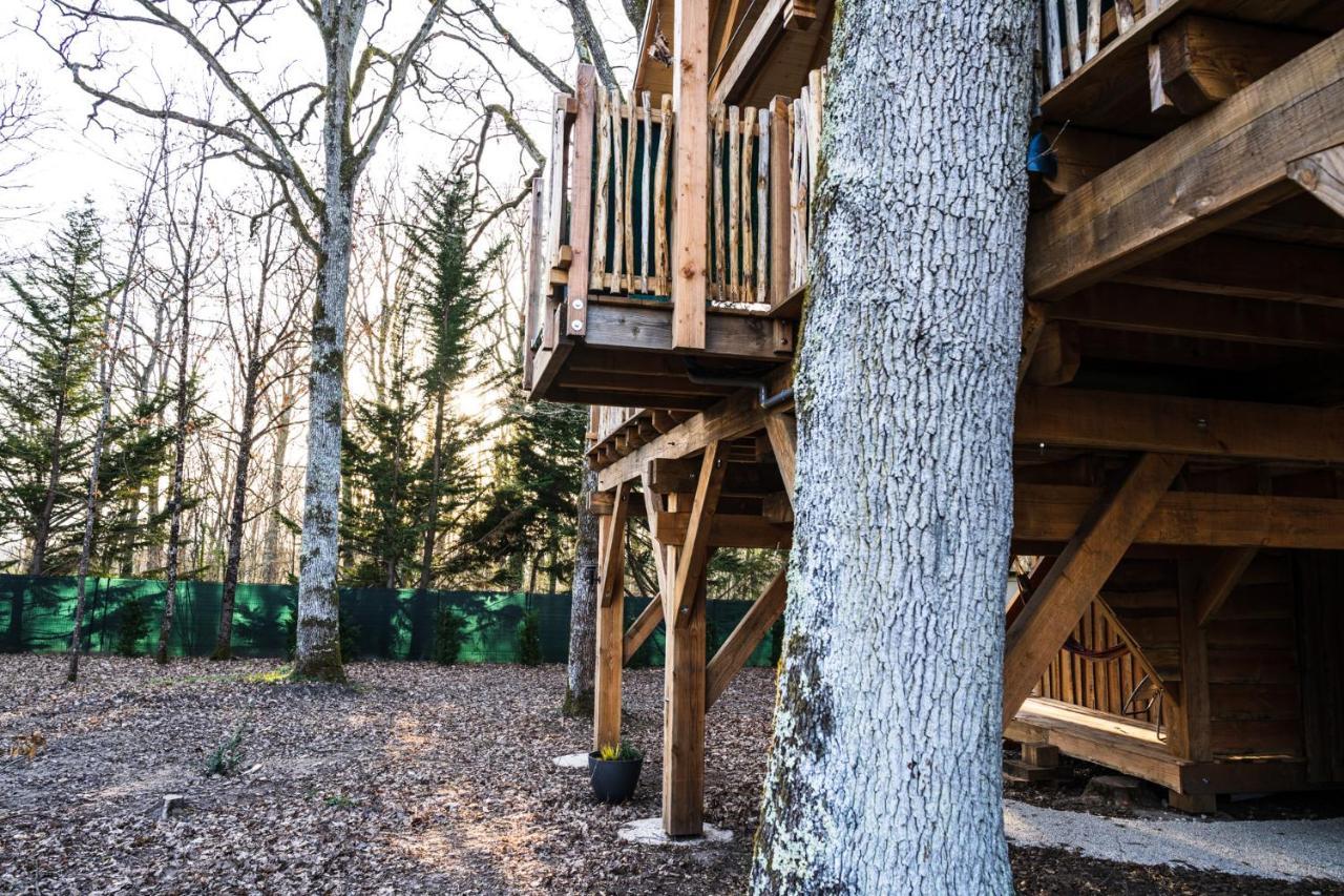 Charmante Cabane Dans Les Arbres Avec Jacuzzi Et Sauna Boismorand Luaran gambar